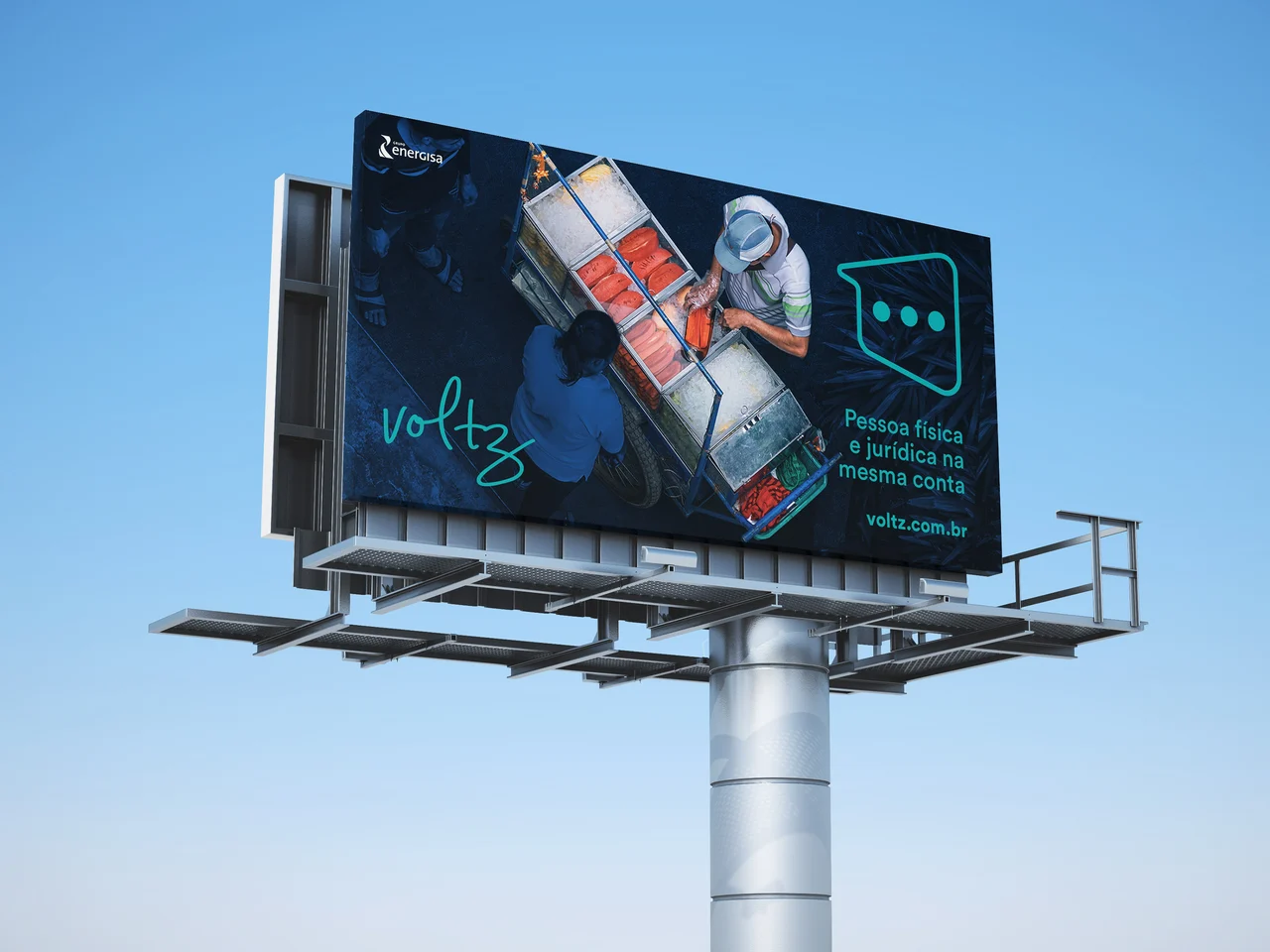 voltz — billboard introducing personal and business accounts in one place