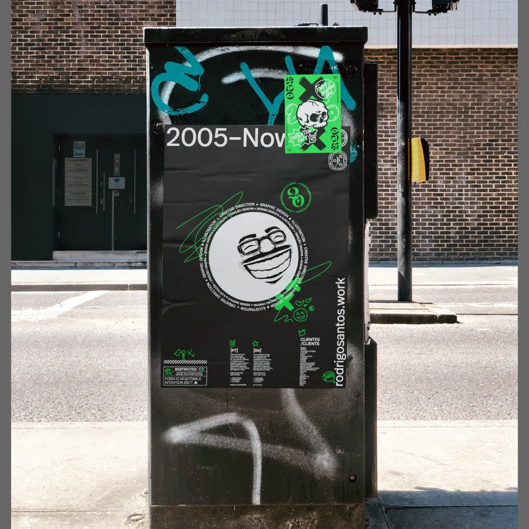 rs20 — anniversary posters displayed on a street utility box