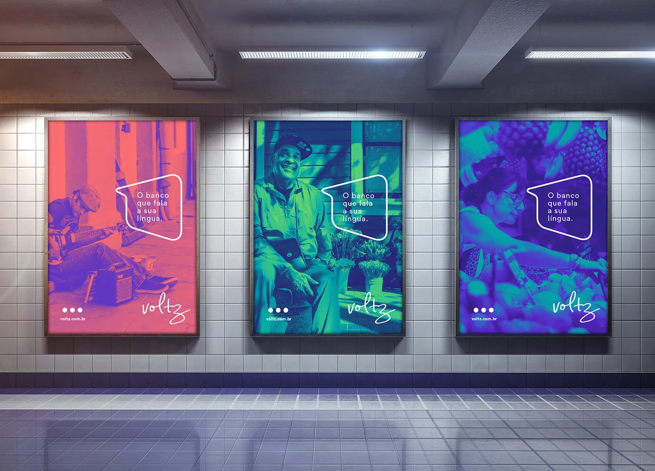 voltz — three posters presenting a bank that speaks your language