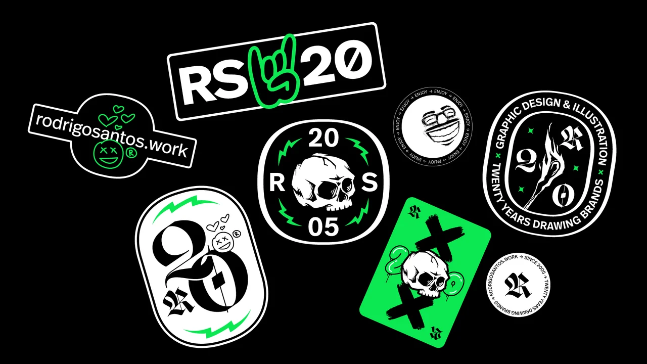 rs20 — black, white and green anniversary sticker collection