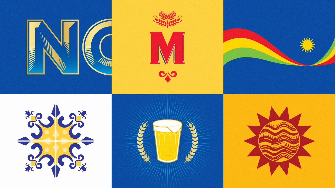 ambev roots — regional symbols, lettering and graphic elements for the three beer brands