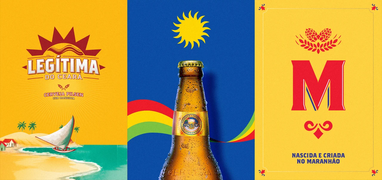 ambev roots — legítima coastal illustration, nossa bottle and magnífica monogram