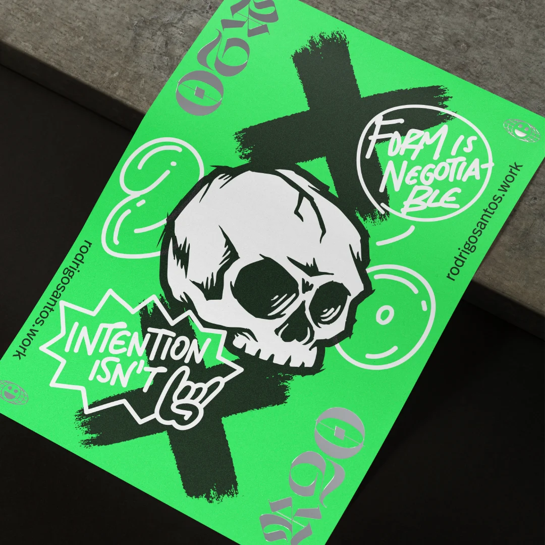 rs20 — green poster with the message form is negotiable, intention is not