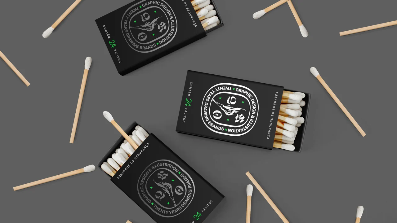 rs20 — matchboxes with the anniversary graphic identity